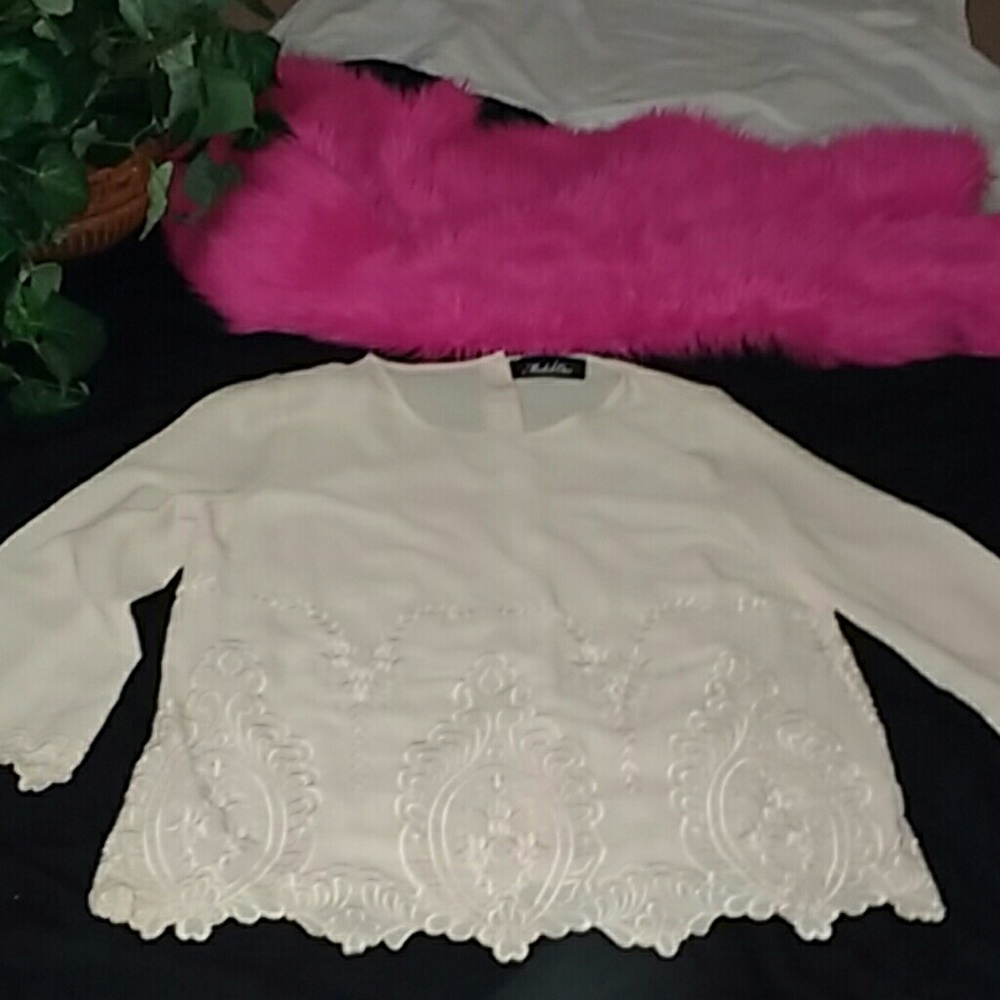Modish one cream embroidered Blouse M